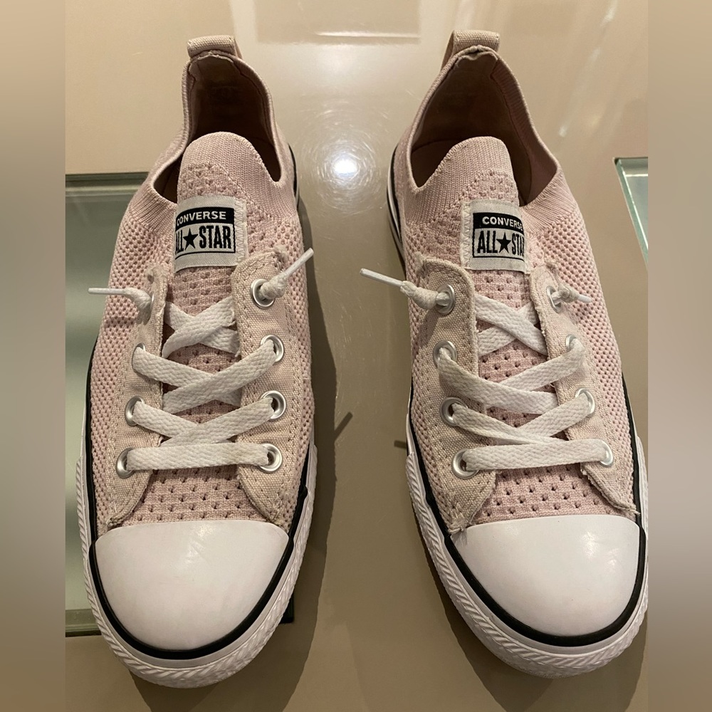 Converse All Star pink with white womens shoes in size 7.5.  Worn only once.